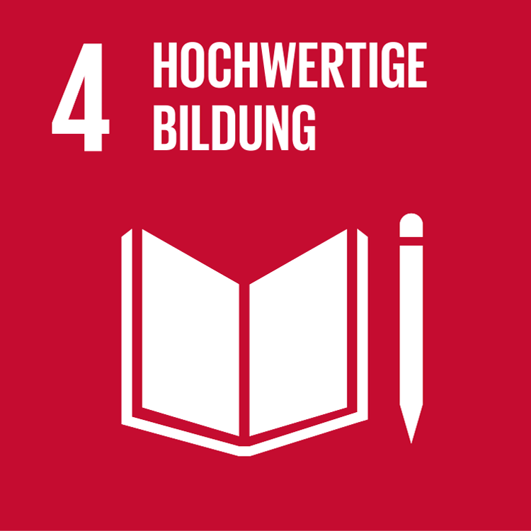 Symbol: SDG Ziel 4- Hochwertige Bildung