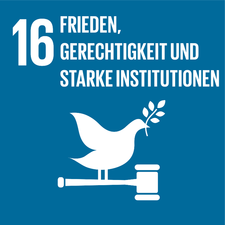 Symbol: SDG Ziel 16- Frieden und Gerechtigkeit